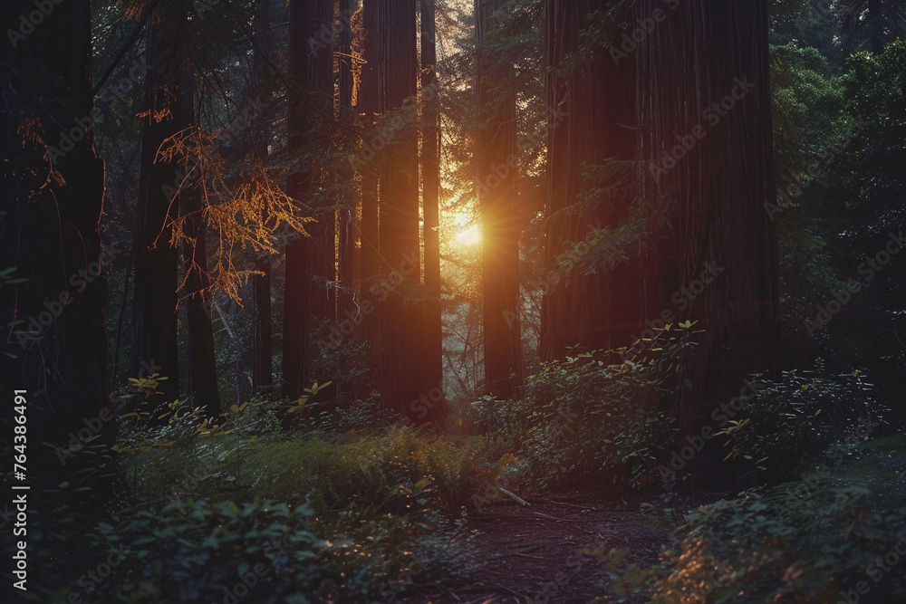California Redwoods. Nature. Forestry. Sunny Daytime. 