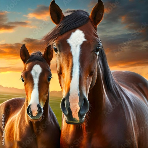 Mother Horse and her Filly, Animal Mothers are Fun, Animals are Fun series by Zen Curio Shop