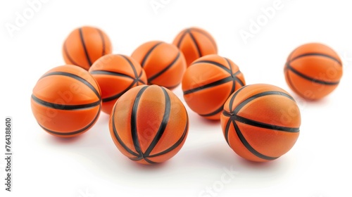 Many orange rubber basketball balls isolated on white background. AI generated image © yusufadi