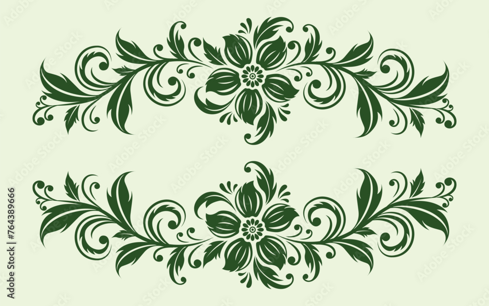 Abstract Floral Flowers and Leafs Ornament Graphic Vector