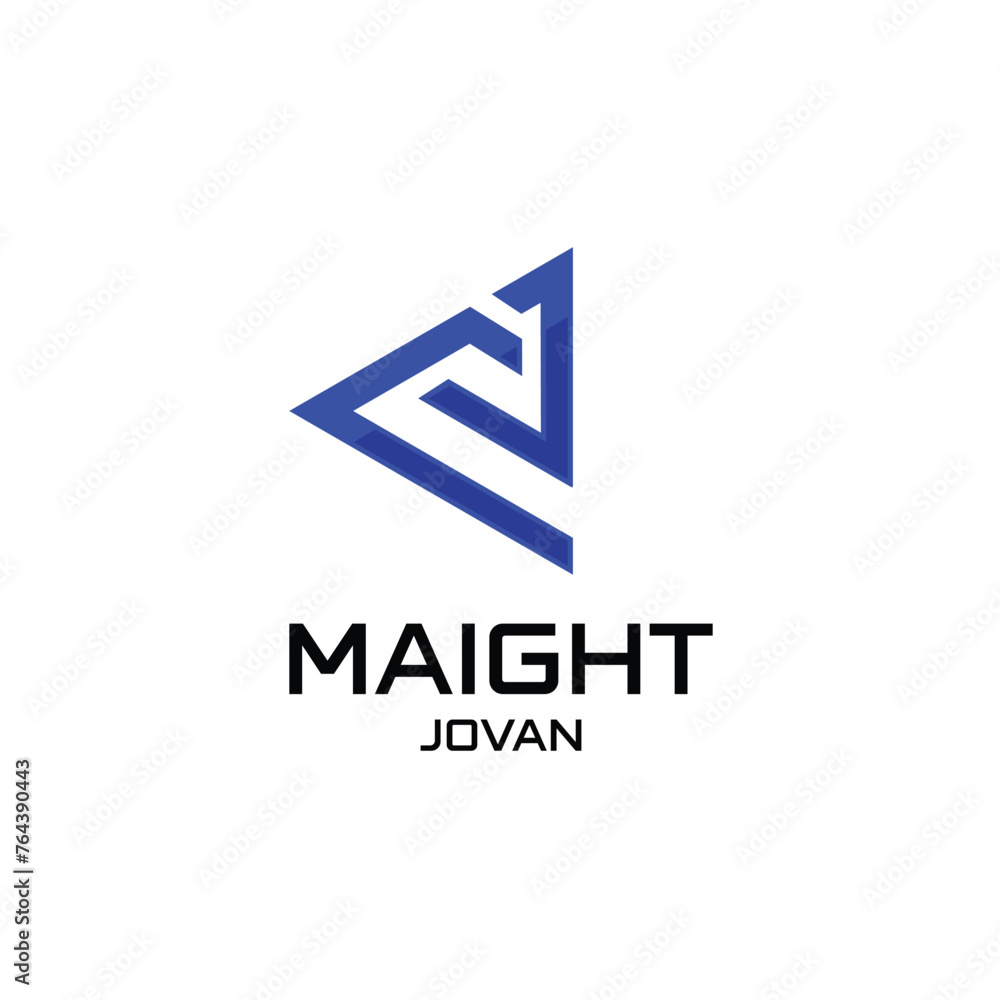MJ letter logo initial combined with triangle shape