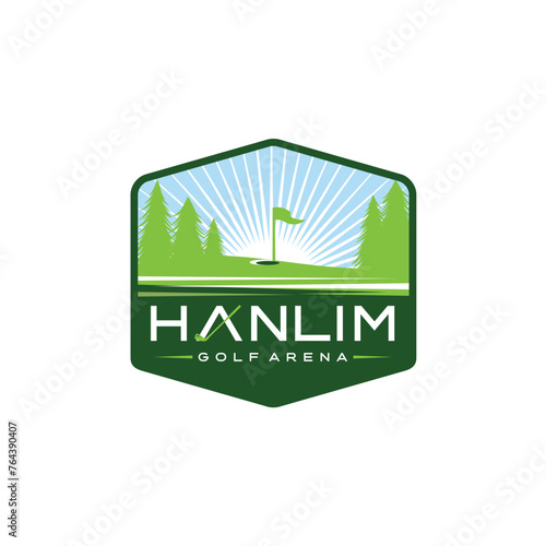 Golf Logo golf course with landscape view