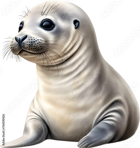 Watercolor painting of a cute quokka Seal (Pinnipedia). © Pram