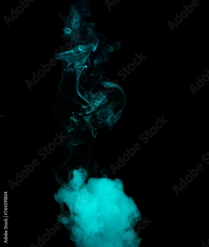 Chaotic mixing smoke creates abstract patterns on a black background