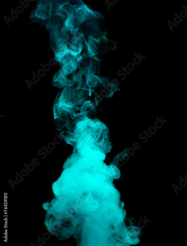 Chaotic mixing smoke creates abstract patterns on a black background