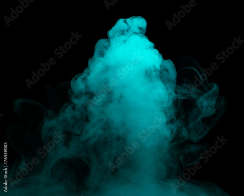 Chaotic mixing smoke creates abstract patterns on a black background