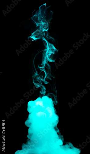 Chaotic mixing smoke creates abstract patterns on a black background