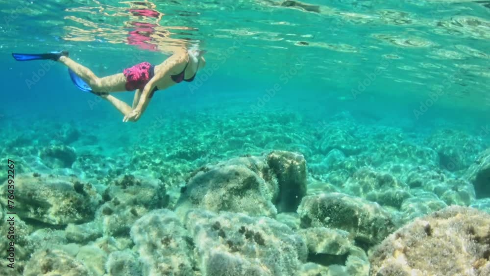Snorkeler explores the vibrant underwater world at Saint Andrew beach on Elba island, with crystal-clear visibility. The Tuscan archipelago gracing the Mediterranean waters off Italy's coast. Snorkeler explores the vibrant underwater world at Saint Andrew beach on Elba island, with crystal-clear visibility. The Tuscan archipelago gracing the Mediterranean waters off Italy's coast.