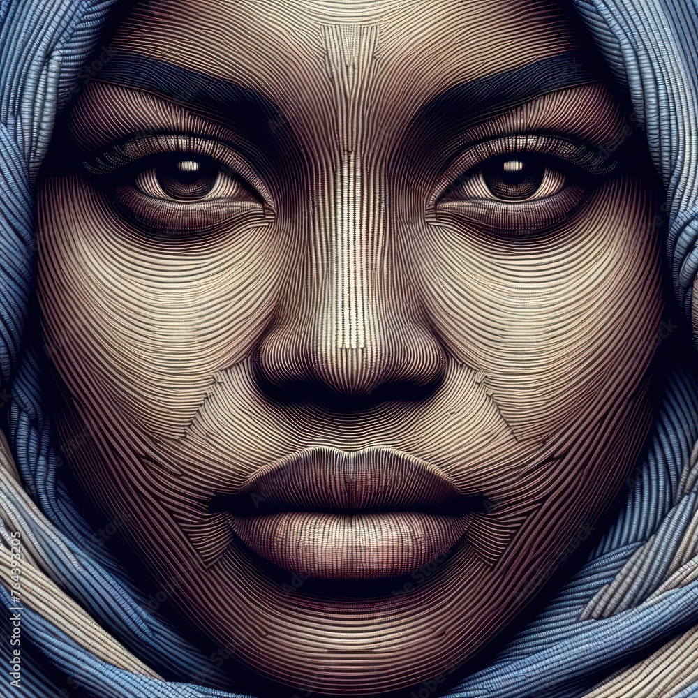 Fototapeta premium Woman face with fabric texture