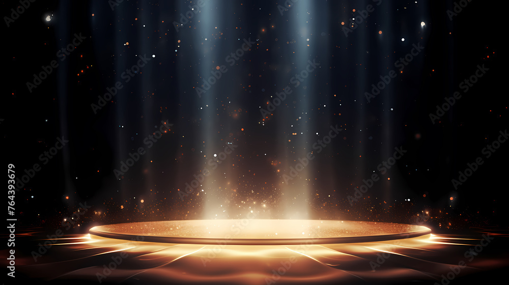 Creative black dance floor stage, empty podium