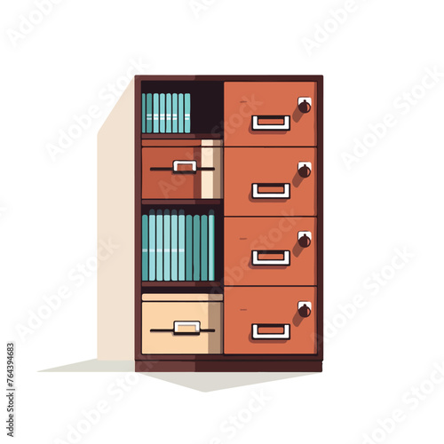 Cabinet file archive document office line flat vector