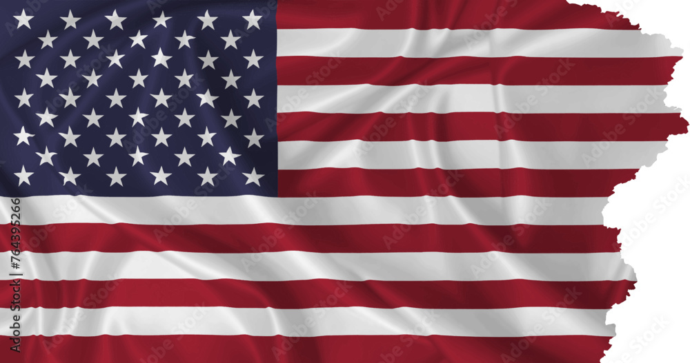 Fototapeta premium American flag vector with torn edges waving in the wind