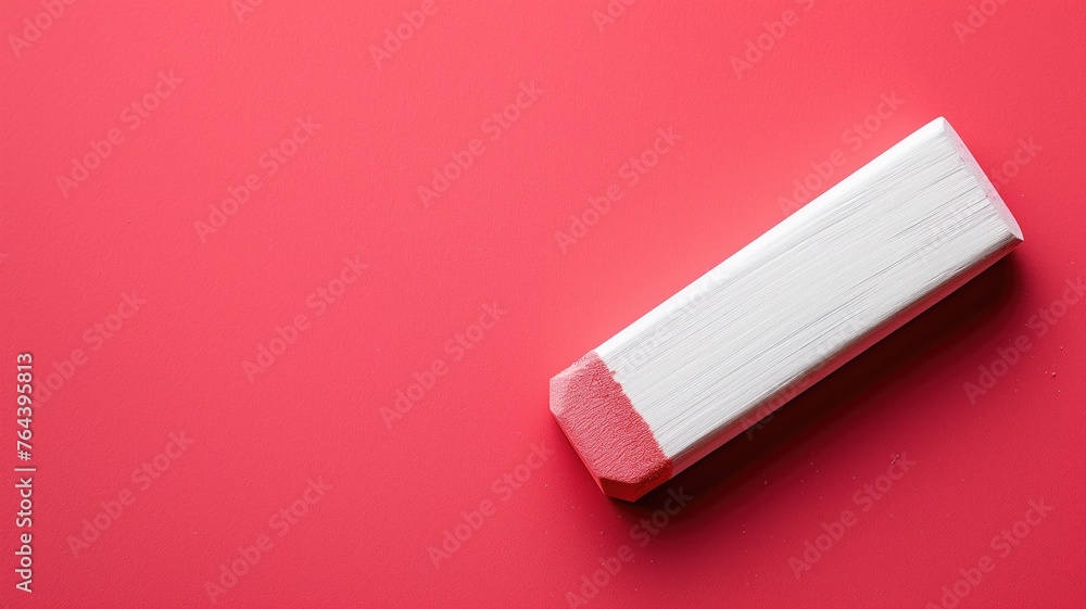 A single white chalk lies diagonally on a vibrant red surface, embodying simplicity and contrast A single white chalk lies diagonally on a vibrant red surface, embodying simplicity and contrast