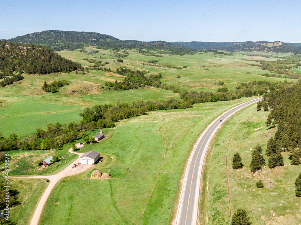 Aerial View of scenery on the Big Horn Mountains Scenic Byway Dayton to Burgess Jonction on US 14 Wyoming
