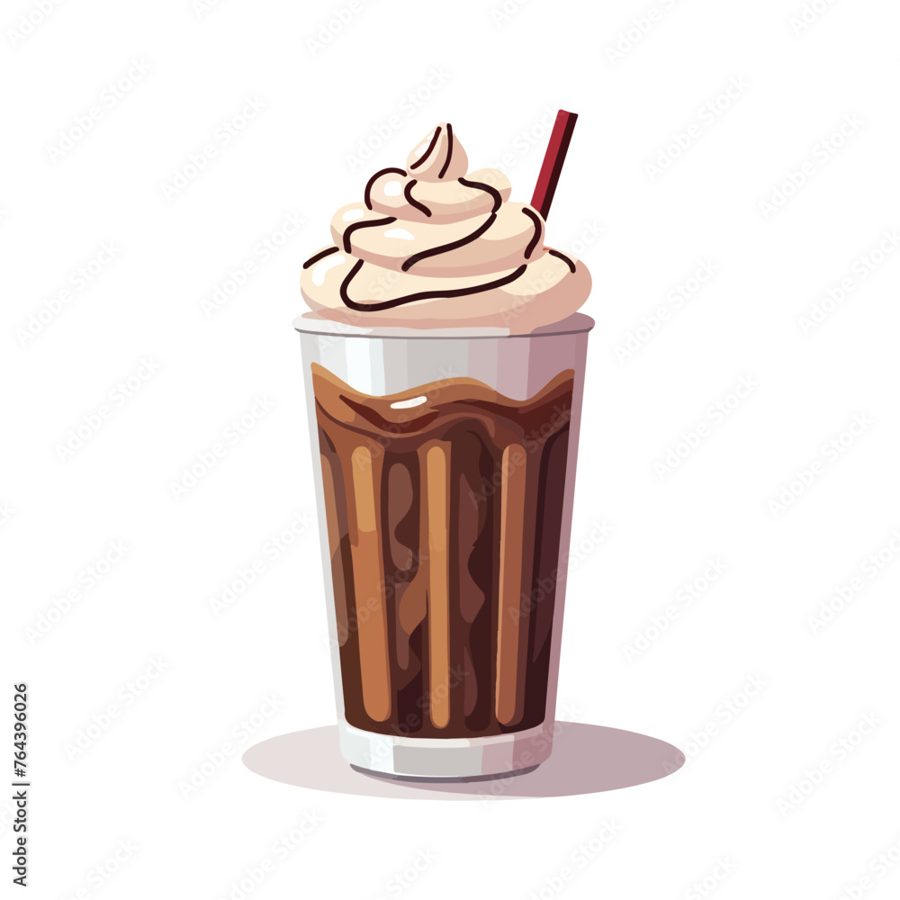 Chocolate milkshake drink isolated icon flat vector