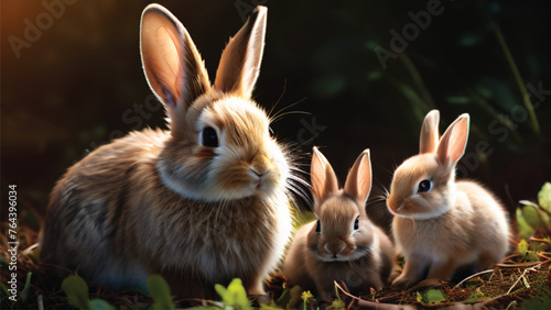 two rabbits in the grass