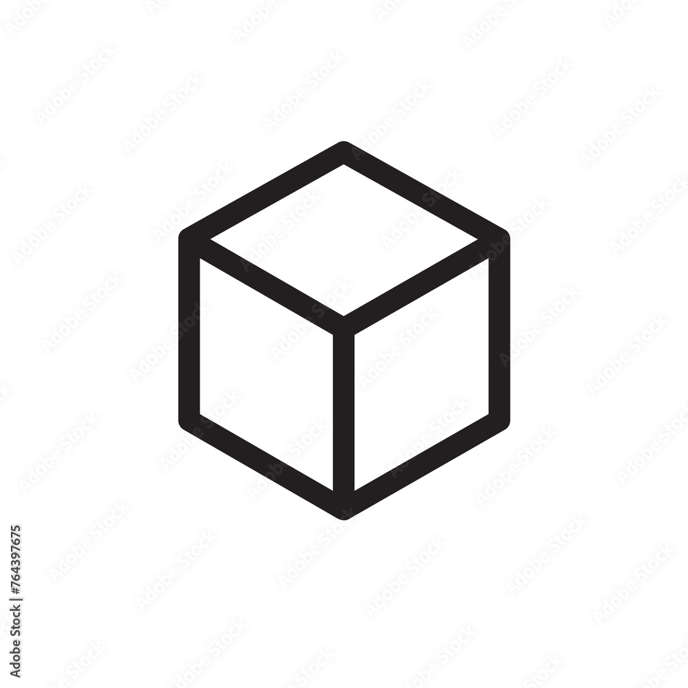 Cube icon simple flat vector liner illustration on white background..eps Cube icon simple flat vector liner illustration on white background..eps