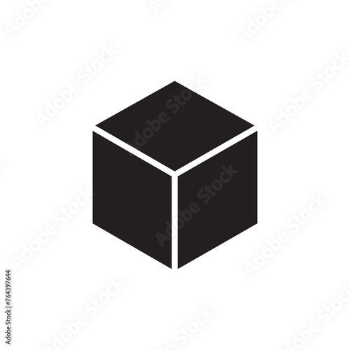 Cube icon simple flat vector black illustration on white background..eps