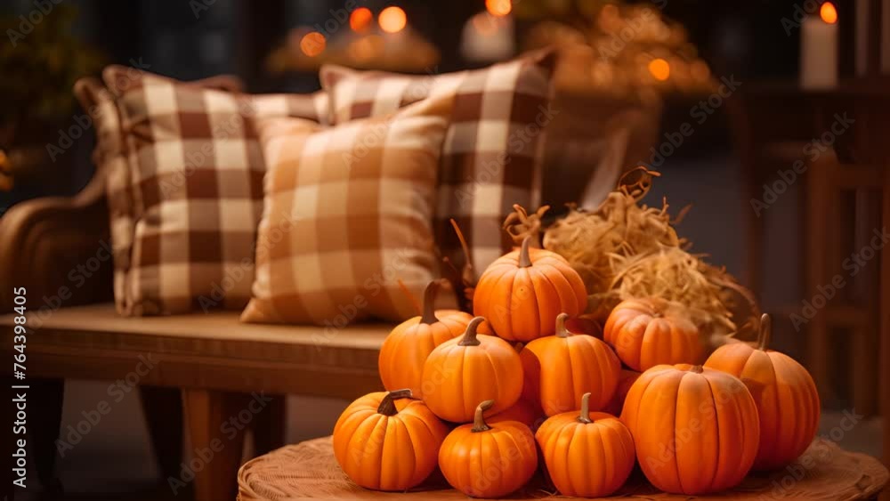 Pile of Pumpkins on Wooden Table Generative AI Pile of Pumpkins on Wooden Table Generative AI