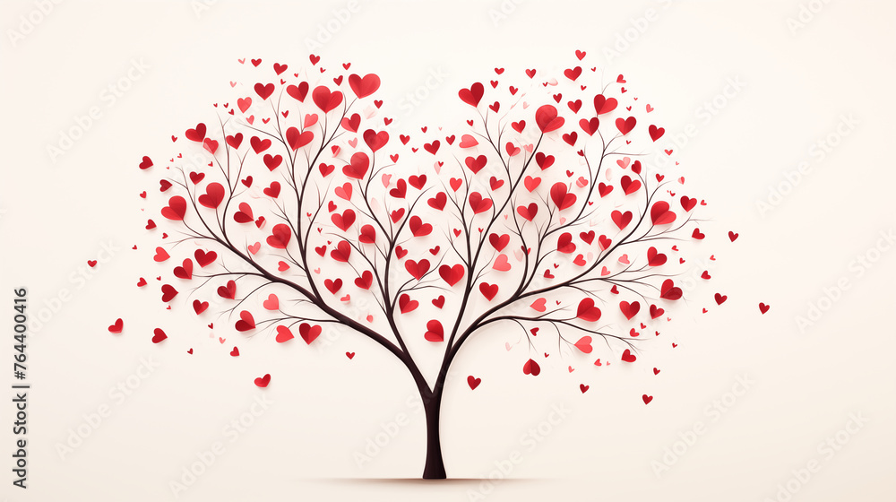 A red heart-shaped tree for Valentine's Day.