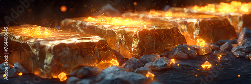 A fire burning in a pile of rocks with the word " on it. Gold Bullion Illustration , 