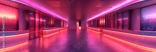 tunnel with light,
Modern Server Room with Glowing Computers