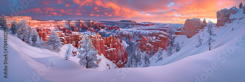 skiing in the mountains,
Predawn Light over a Snowy Bryce Amphitheater