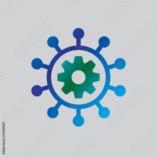 Project management vector icon. filled flat sign for mobile concept and web design. Hub and spokes and gear solid icon. Symbol, logo illustration