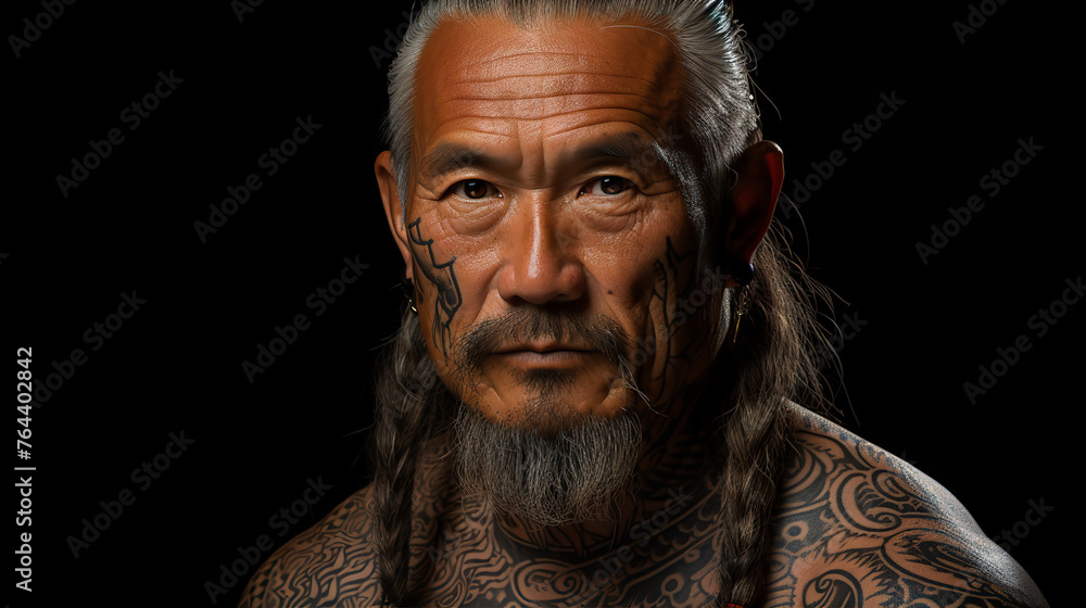 刺青・タトゥー・入れ墨のある高齢者の男性(彫師・刺青師) 刺青・タトゥー・入れ墨のある高齢者の男性(彫師・刺青師)