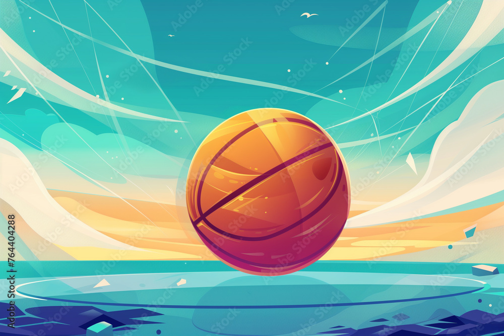 Basketball ball. Abstract grainy gradients background. Pop art style. Sport grunge banners. Game competition, team club and championship. Generative AI