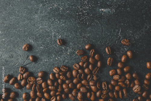 Coffee beans close-up, beautiful background