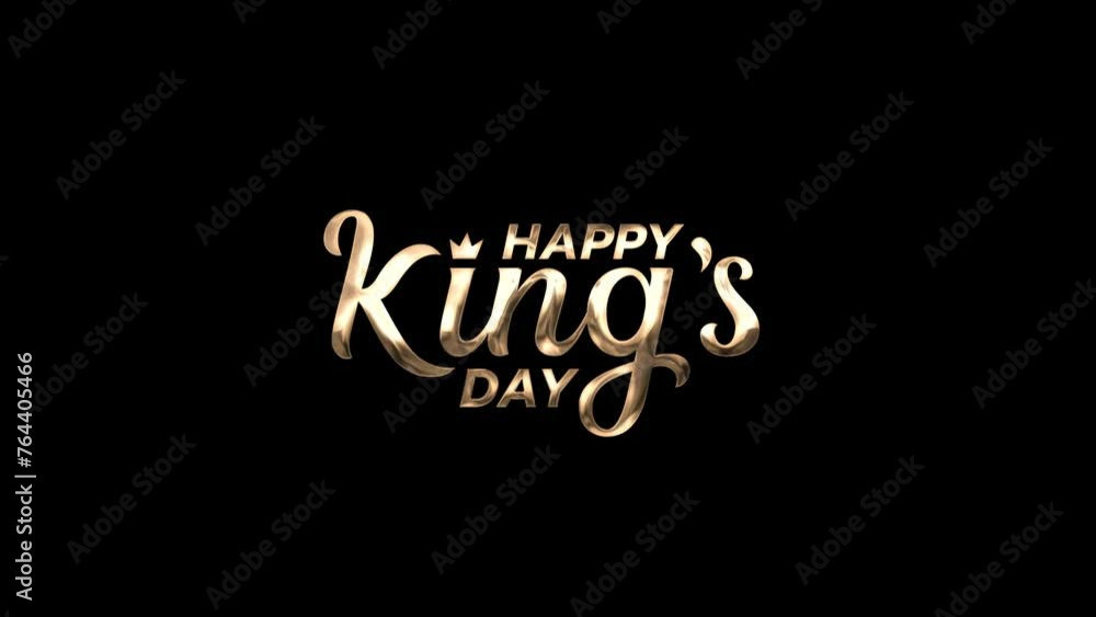 happy king's day text animation with beautiful lettering in gold color. happy king's day text animation with beautiful lettering in gold color.