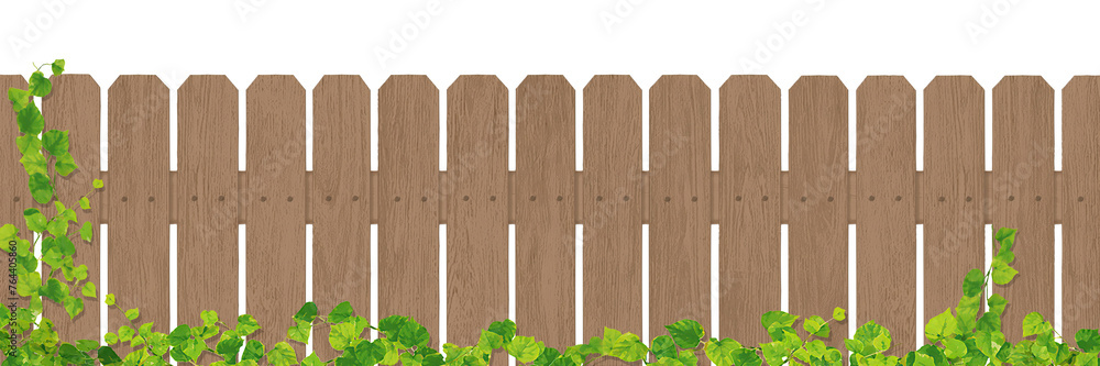 Fototapeta premium 茶色い木の柵/ツタ/A