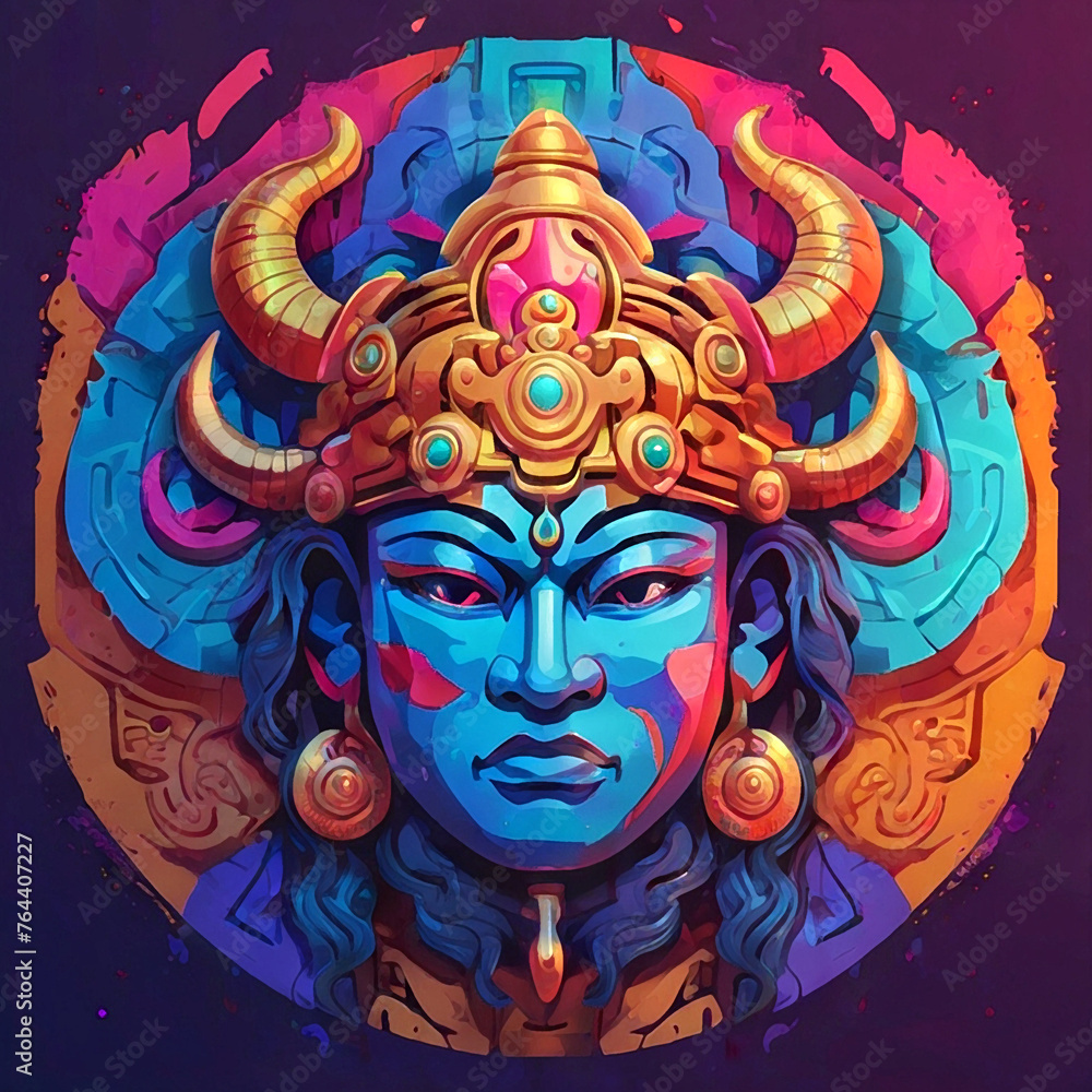 ancient gods in multicolored graffiti style illustration
