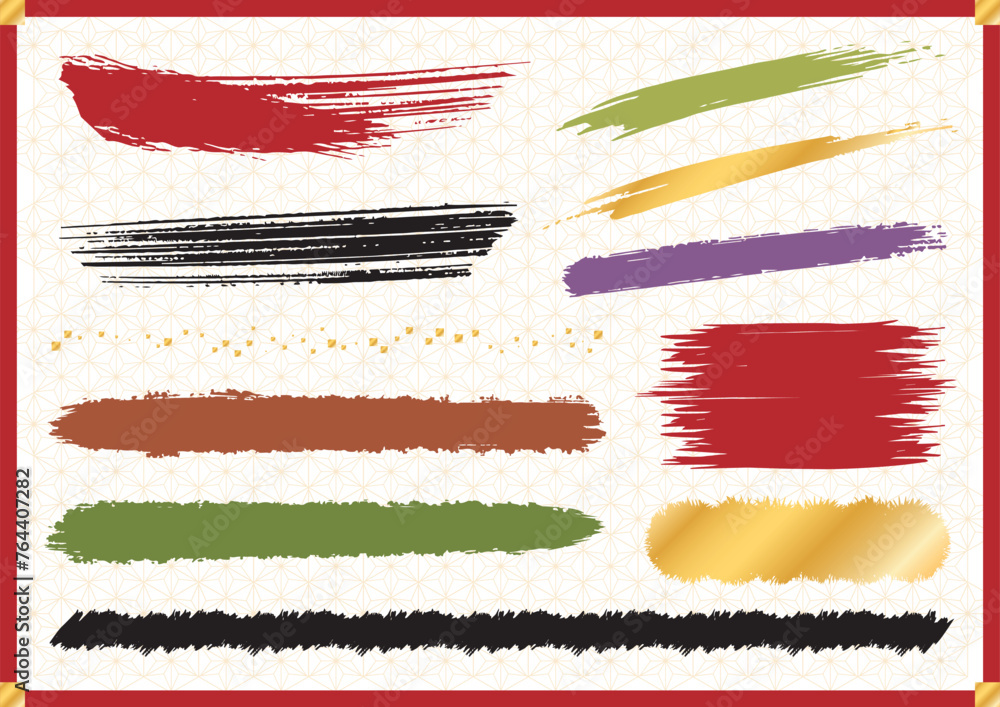 Obraz premium 筆で描いた和風の線の10点セット