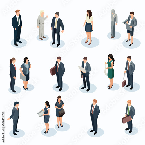 Isometric business avatars flat vector illustration