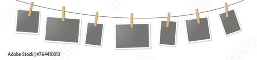 hanging polaroids or photoframes in clothespins
