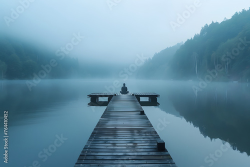 Tranquil Misty Lake