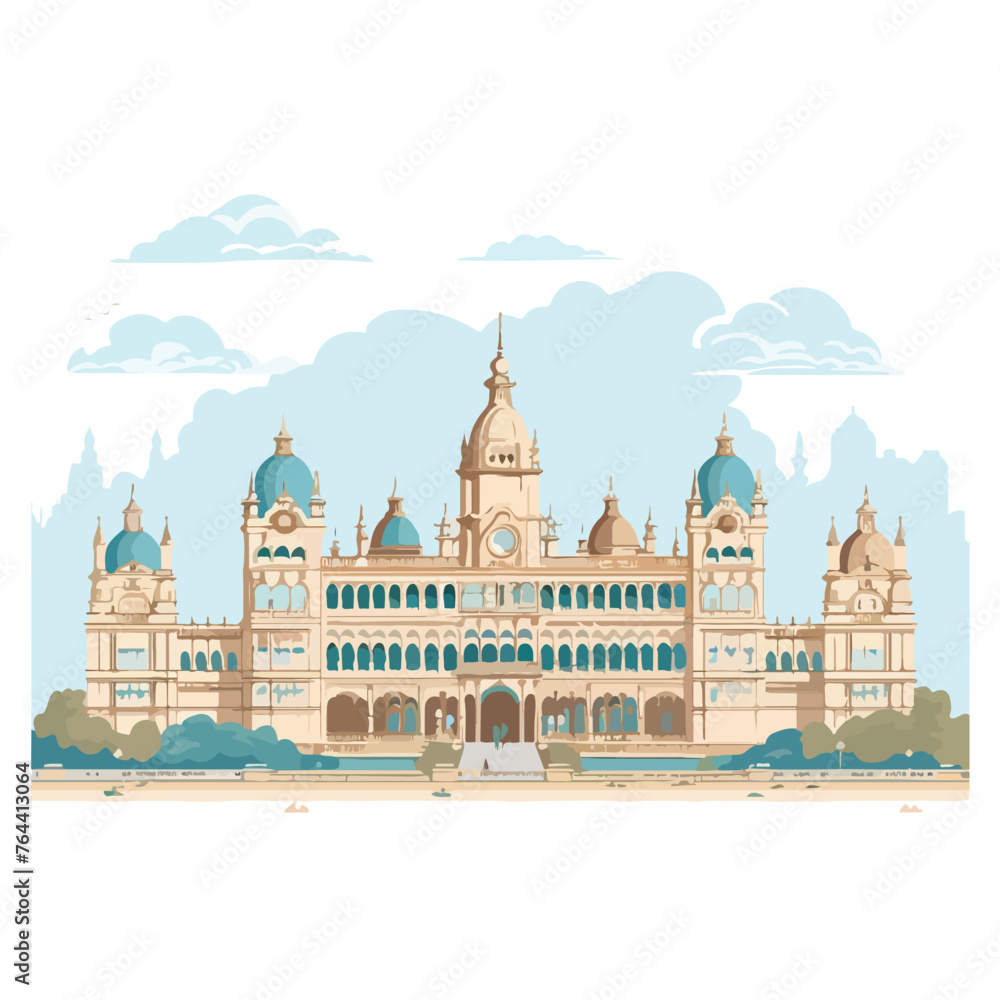 Mysore palace india flat vector illustration 