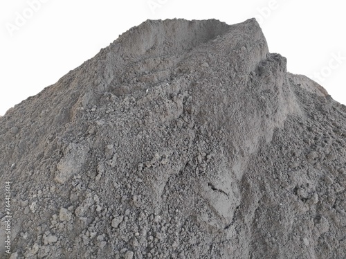 A pile of ash or sand material left over from burning coal or called 'Bottom Ash' isolated on a transparent background