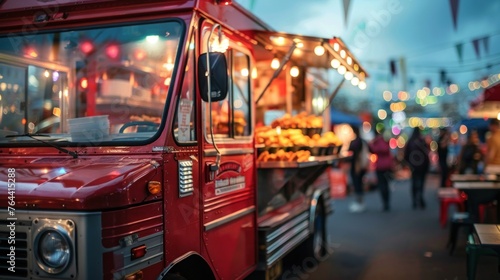food truck in city festival  selective focus