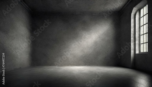 Dark gray concrete wall background with lighting. 