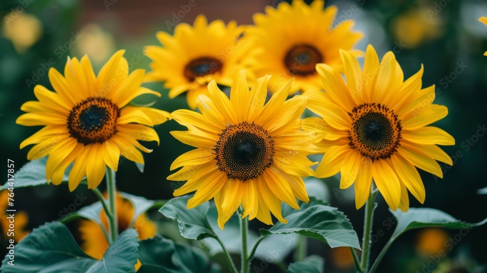 Fototapeta premium field of yellow sunflower flowers. summer background