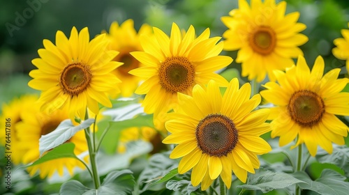 field of yellow sunflower flowers. summer background