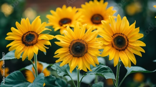 field of yellow sunflower flowers. summer background