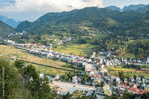 View of Dong Van town and Karst Plateau UNESCO Global Geopark, Dong Van, Ha Giang, Vietnam