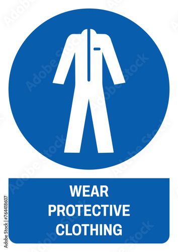 ISO mandatory safety signs wear protective clothing size a4/a3/a2/a1 photo