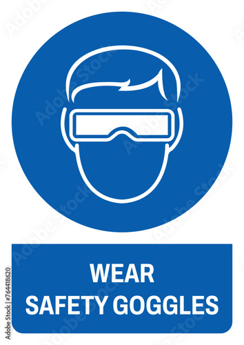 ISO mandatory safety signs wear safety goggles size a4/a3/a2/a1