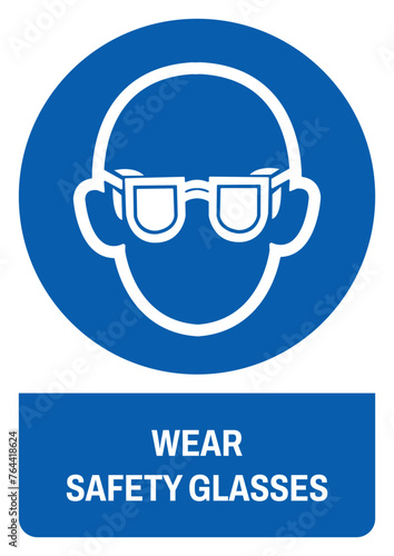 ISO mandatory safety signs wear safety glasses size a4/a3/a2/a1