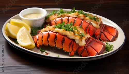 Lobster Thermidor, lobster drizzled with a rich sauce, stuffed back into the shells, sprinkled with Parmesan